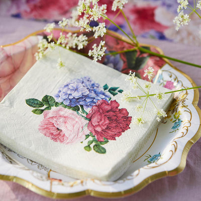 White Floral Paper Cocktail Napkin