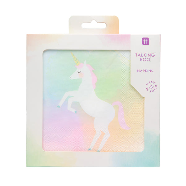 Unicorn Pastel Recyclable Paper Napkins - 20 Pack