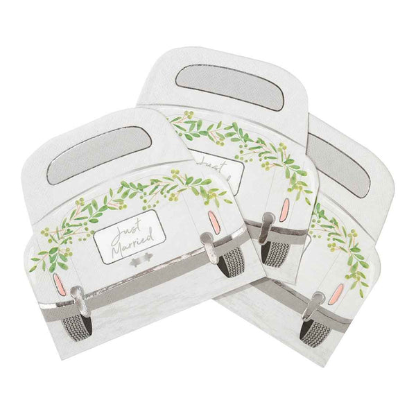 botanical bride car shaped napkins - Talking Tables